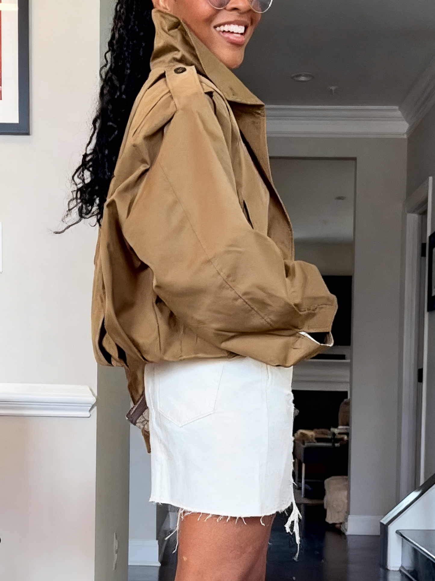 Casual Lapel Collar Cropped Pleated Jacket