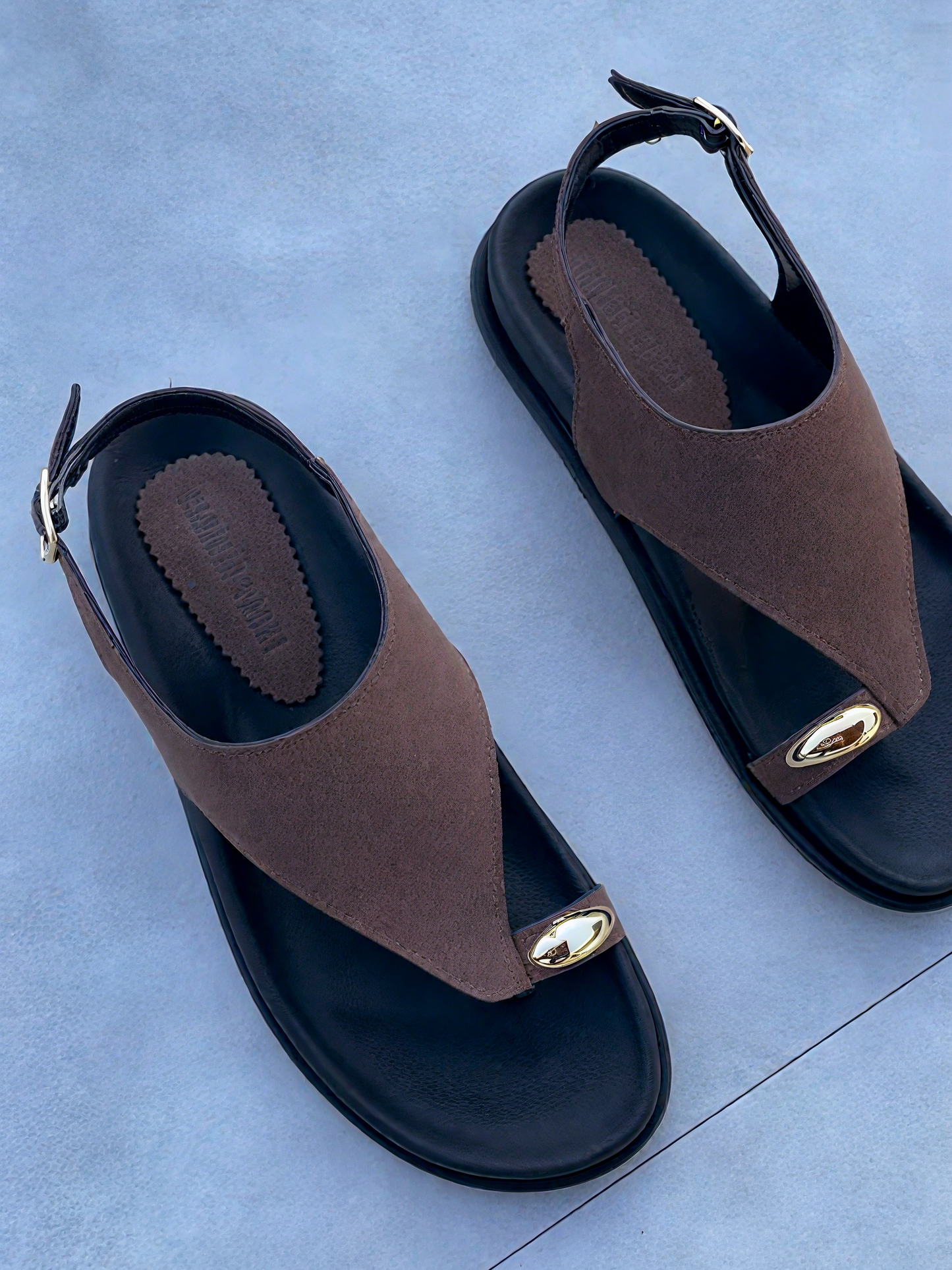 Suede Color Accessory Detailed Flat Sole Sandals