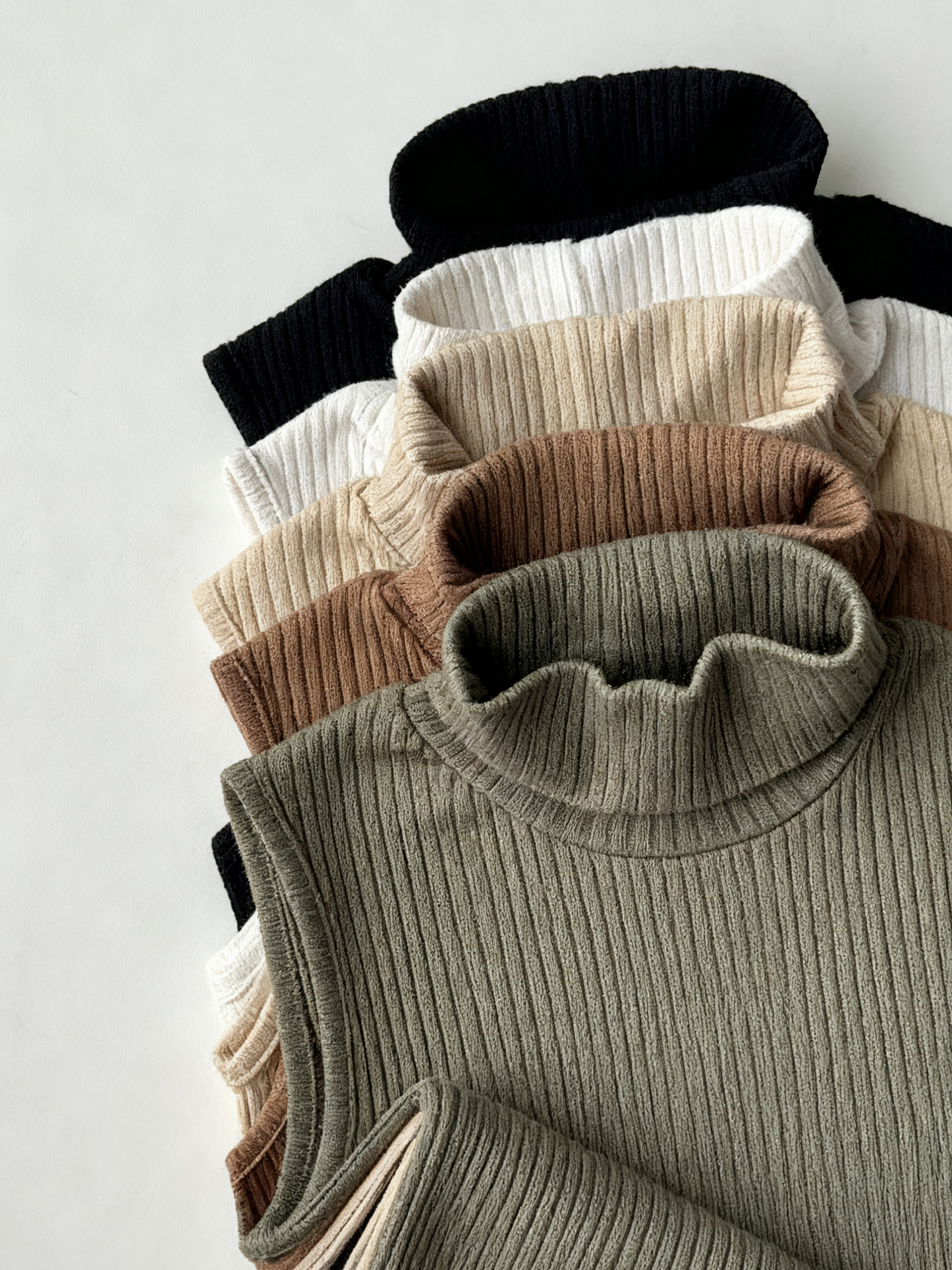 Versatile Ribbed Sleeveless Turtlenecks