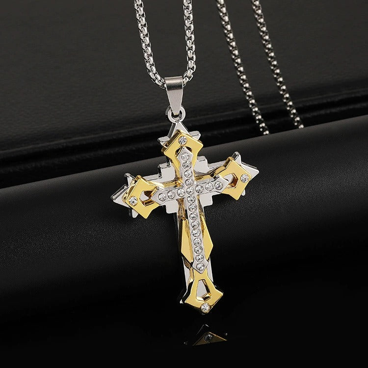 Baroque-Style Cross Pendant Necklace