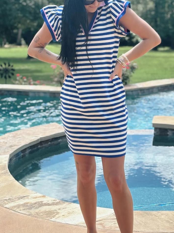 Chic Striped Polo Dress