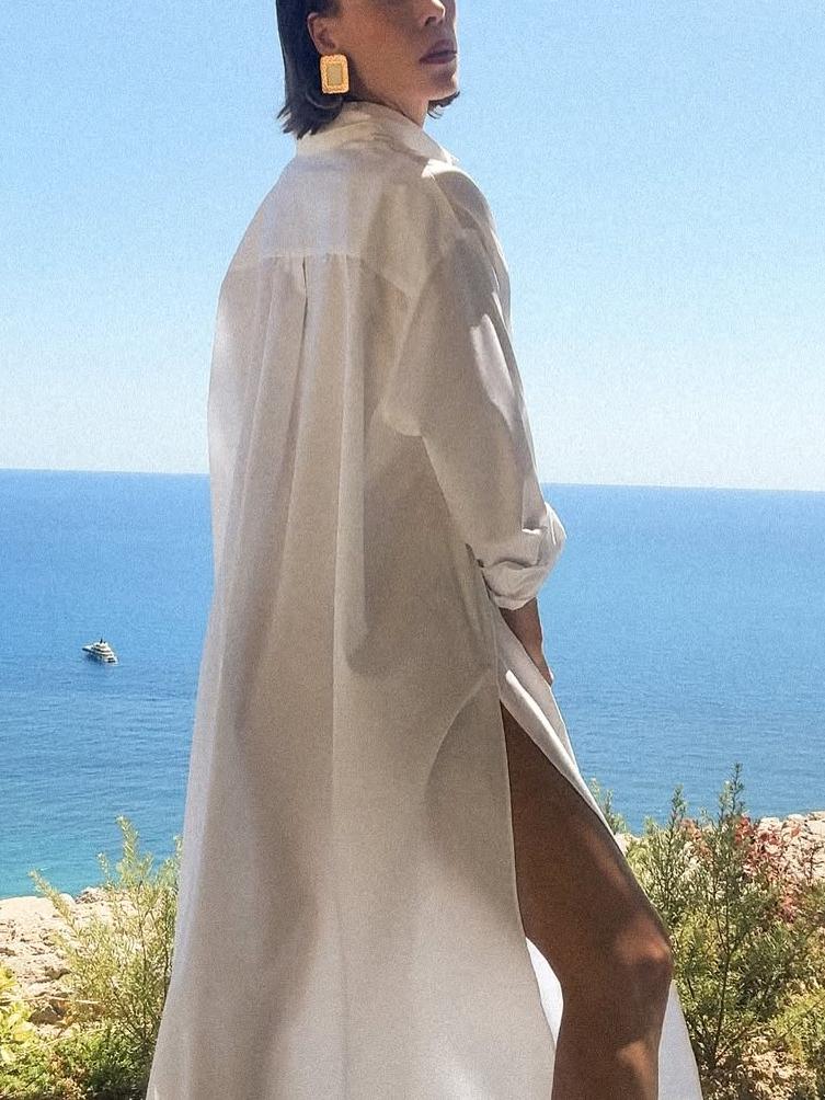 Elegant Shirt Maxi Dress