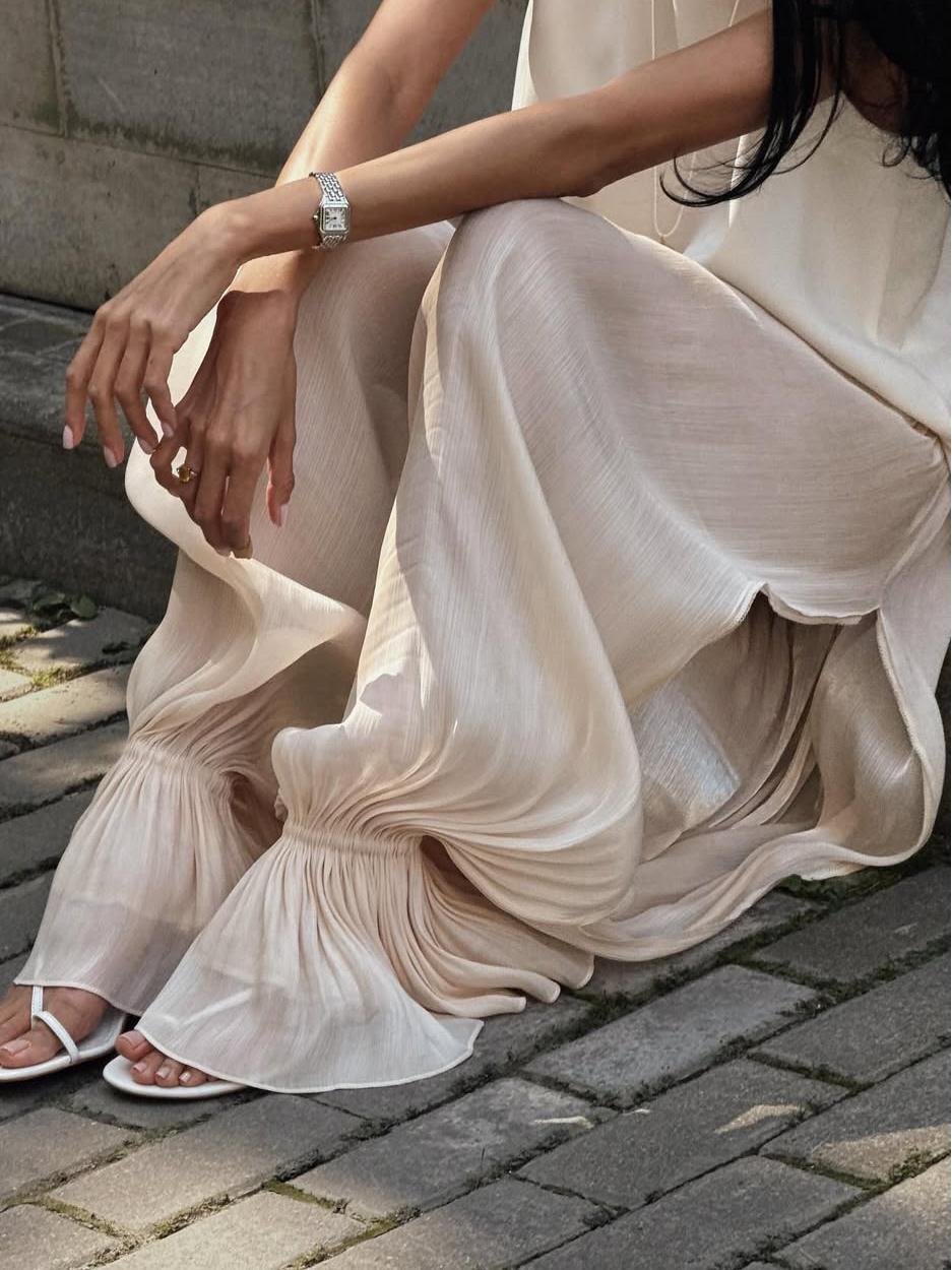 Elegant Pleated Wide - Leg Pants