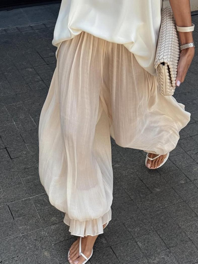 Elegant Pleated Wide - Leg Pants