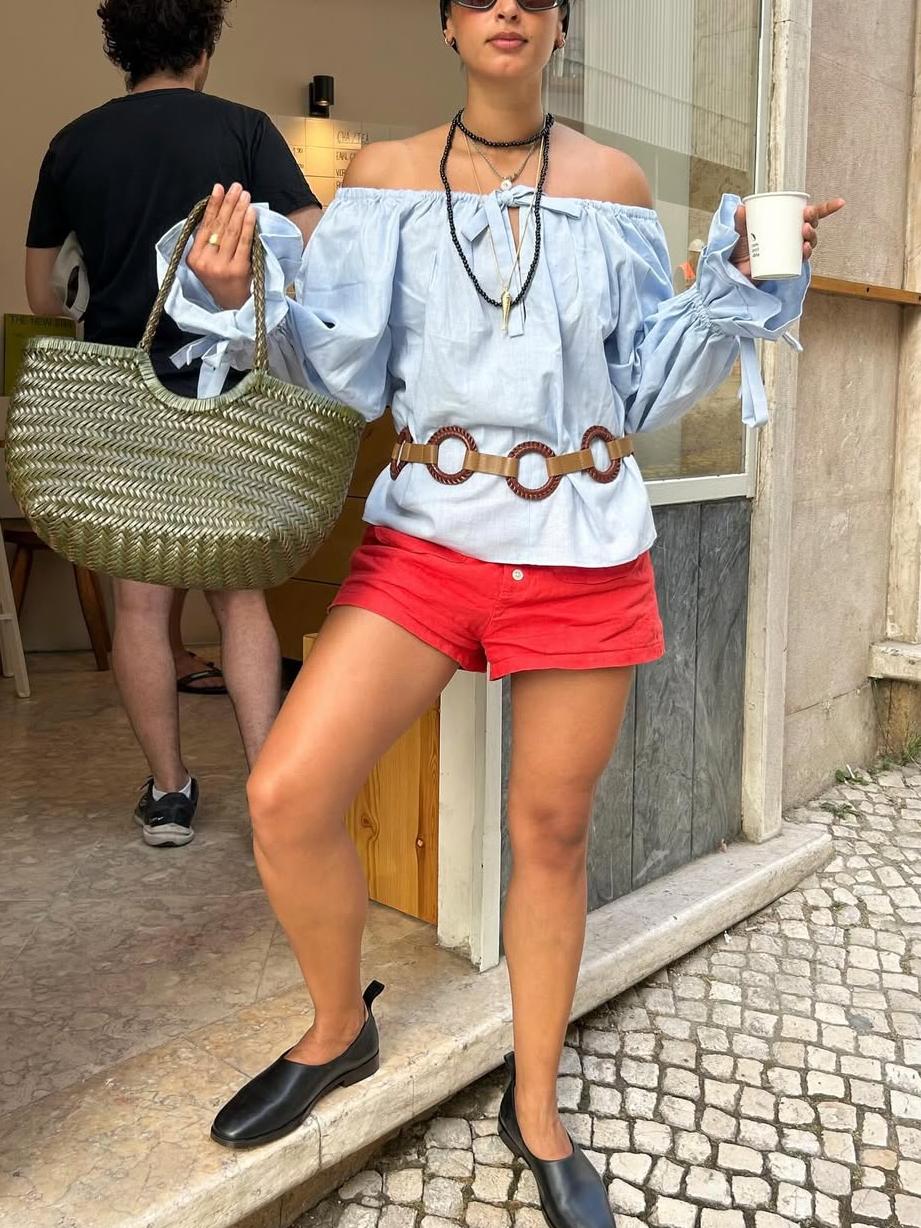 Chic Off - Shoulder Blue Blouse
