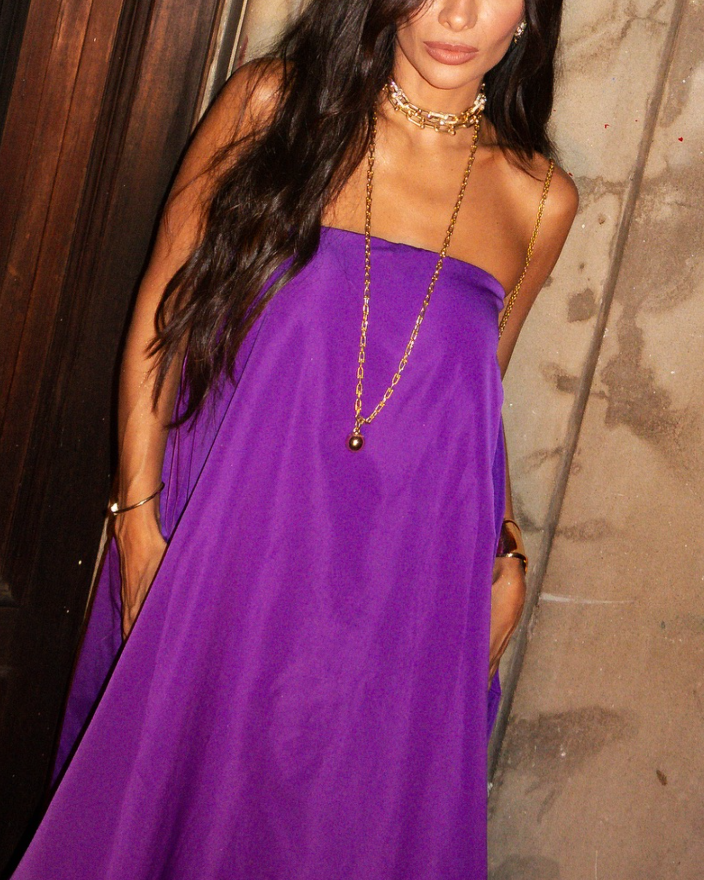 Royal Violet Strapless Maxi Dress
