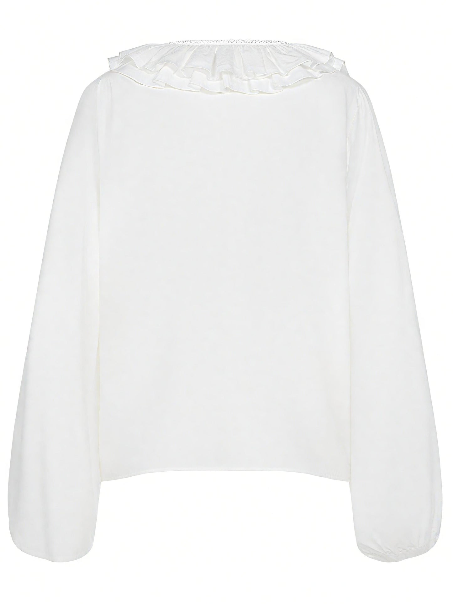 Elegant Ruffled Collar White Blouse
