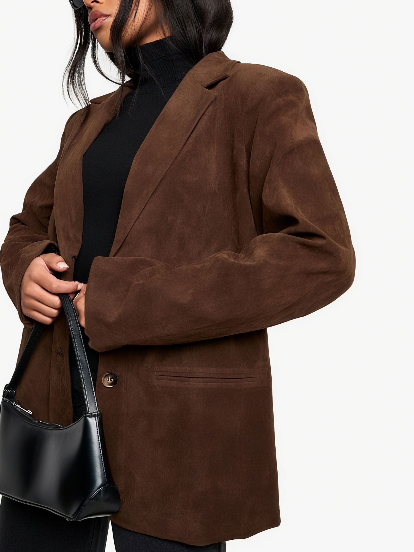 Vintage Look Faux Suede Relaxed Fit Blazer