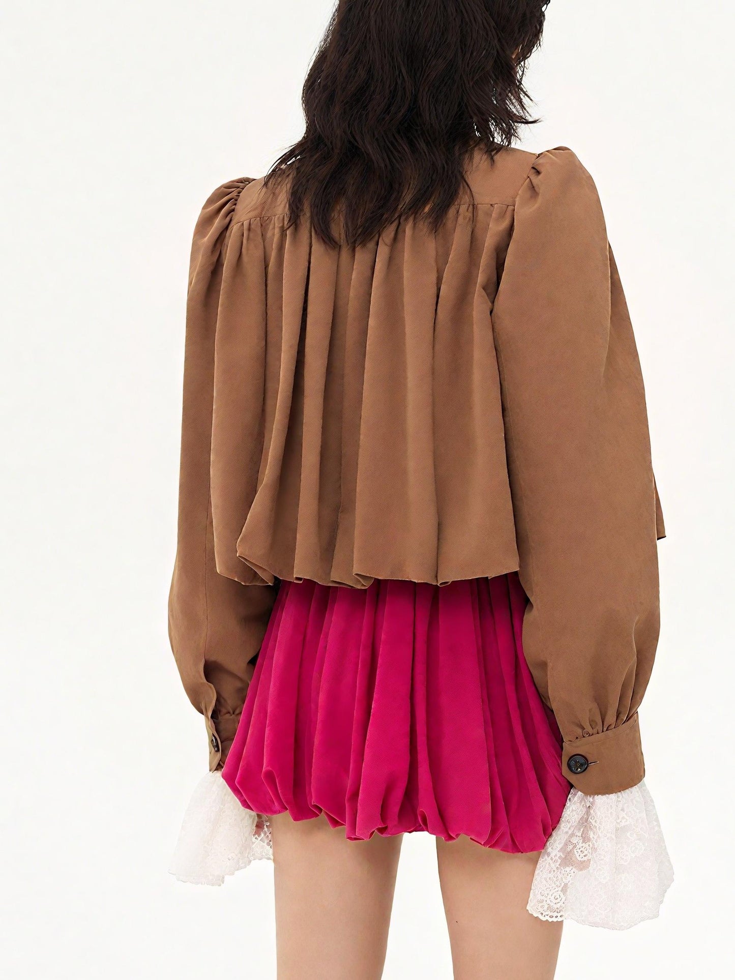 Elegant Puffed Sleeves Cropped Jacket