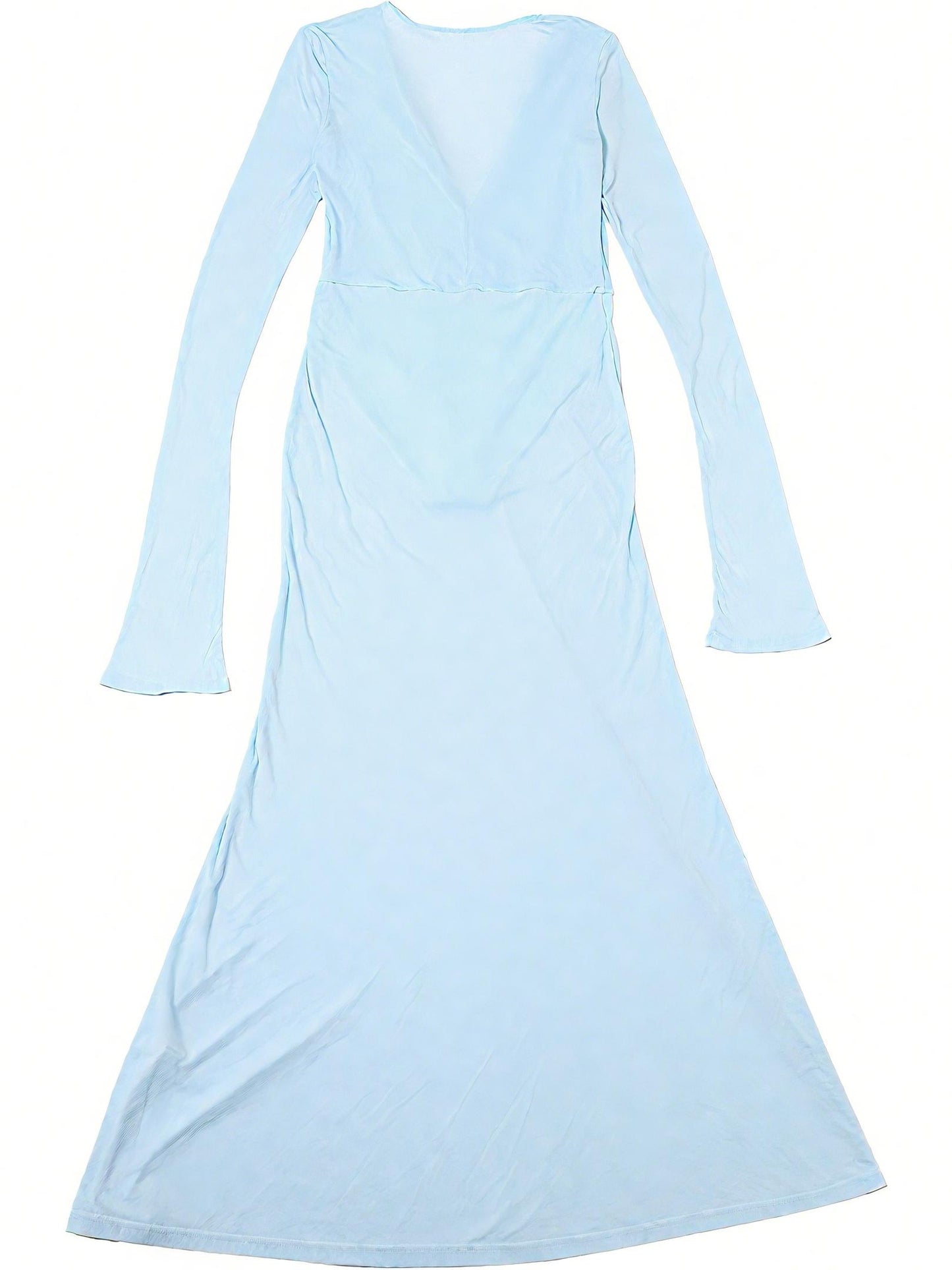 Elegant Knit Long - Sleeve Maxi Dress