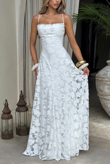 Exquisite White Floral - Embroidered Gown