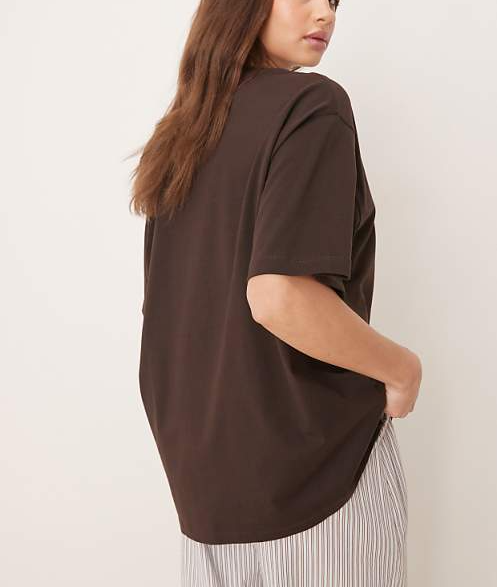 Tuscan Lemon Print Stylish Brown T - shirt