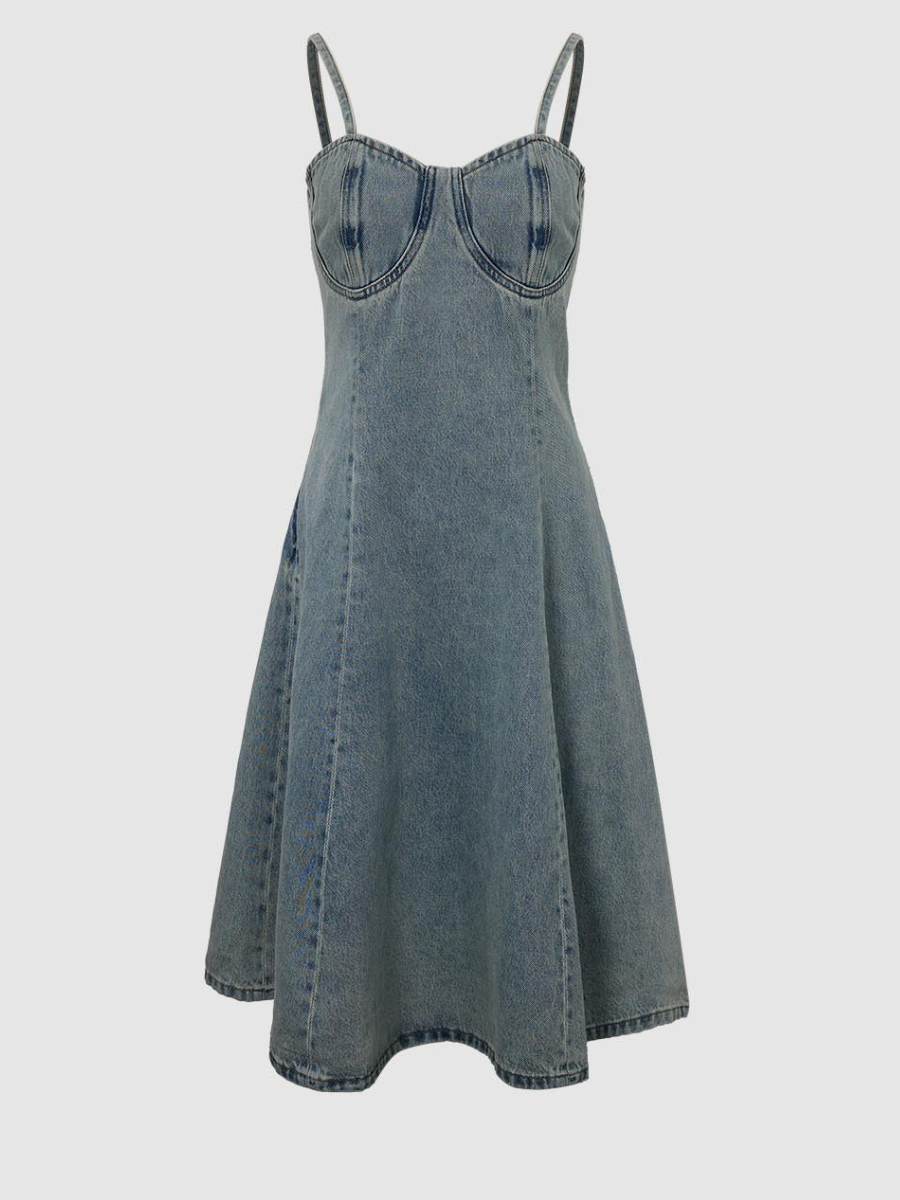 Denim Sling Midi Dress