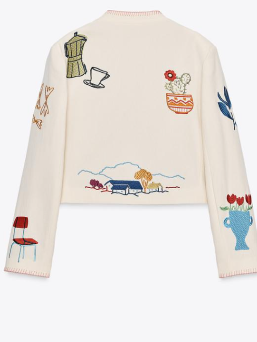 Crewneck Print Jacket