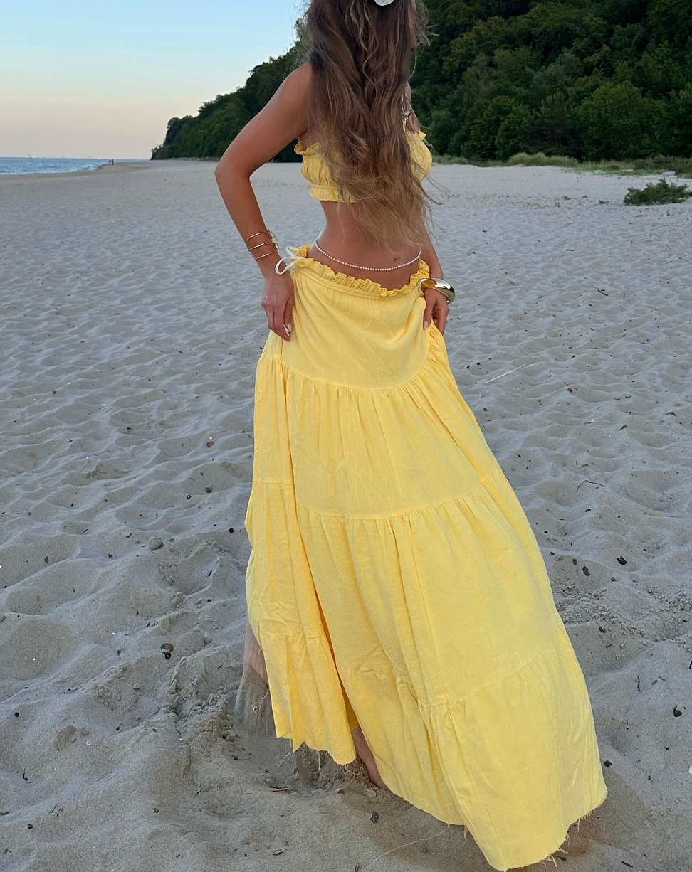 Beach - ready Yellow Two - Piece Dress