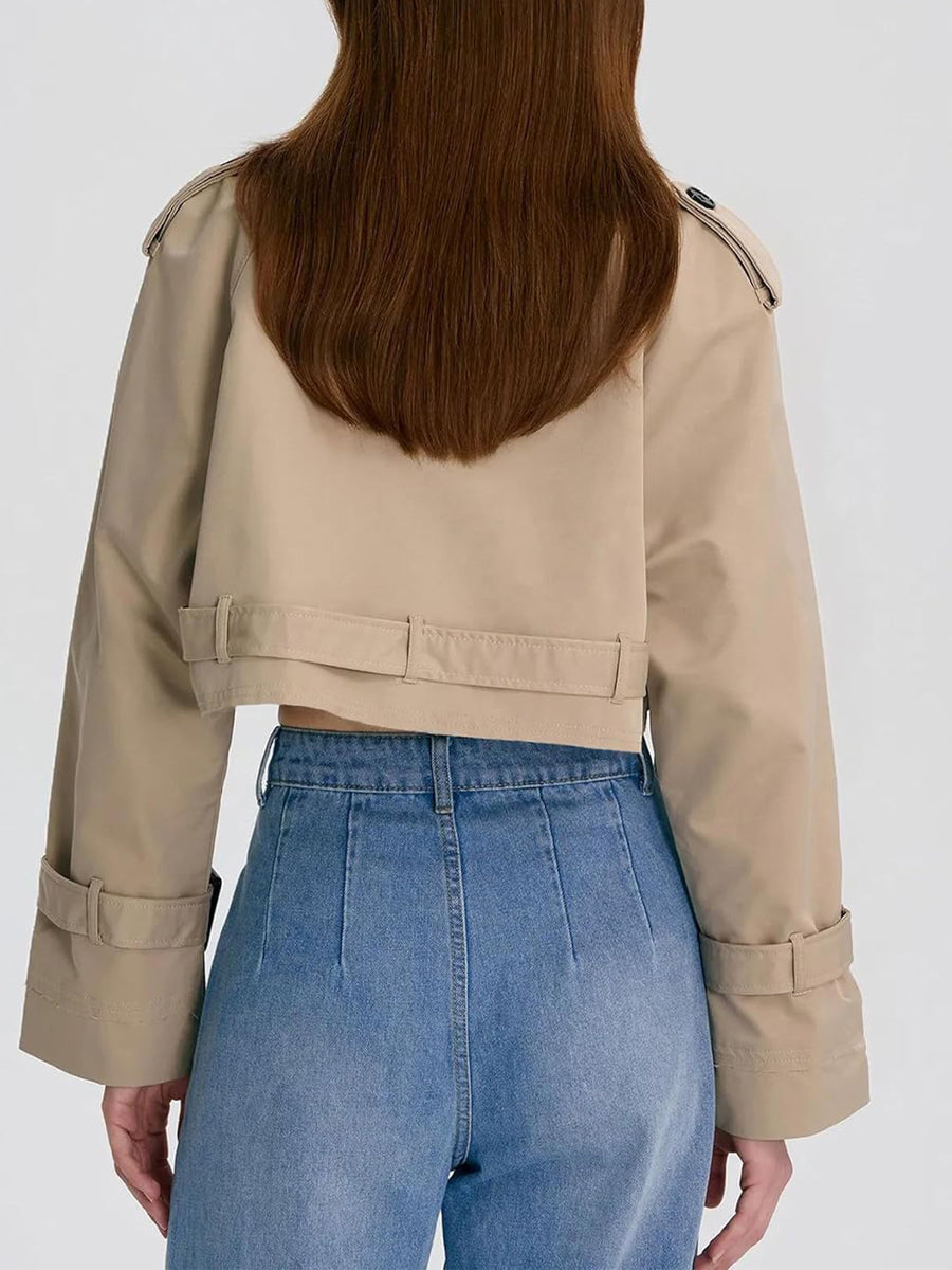 Casual Belted Cropped Trench Coat