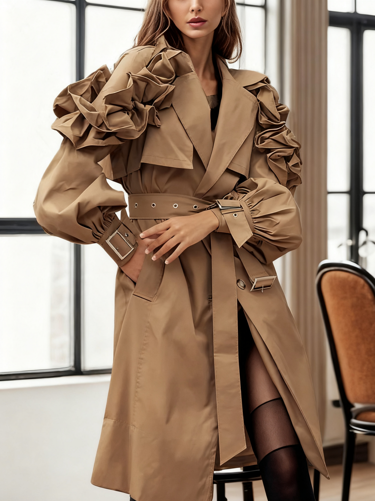 Three-Dimensional Ruffled Jacket