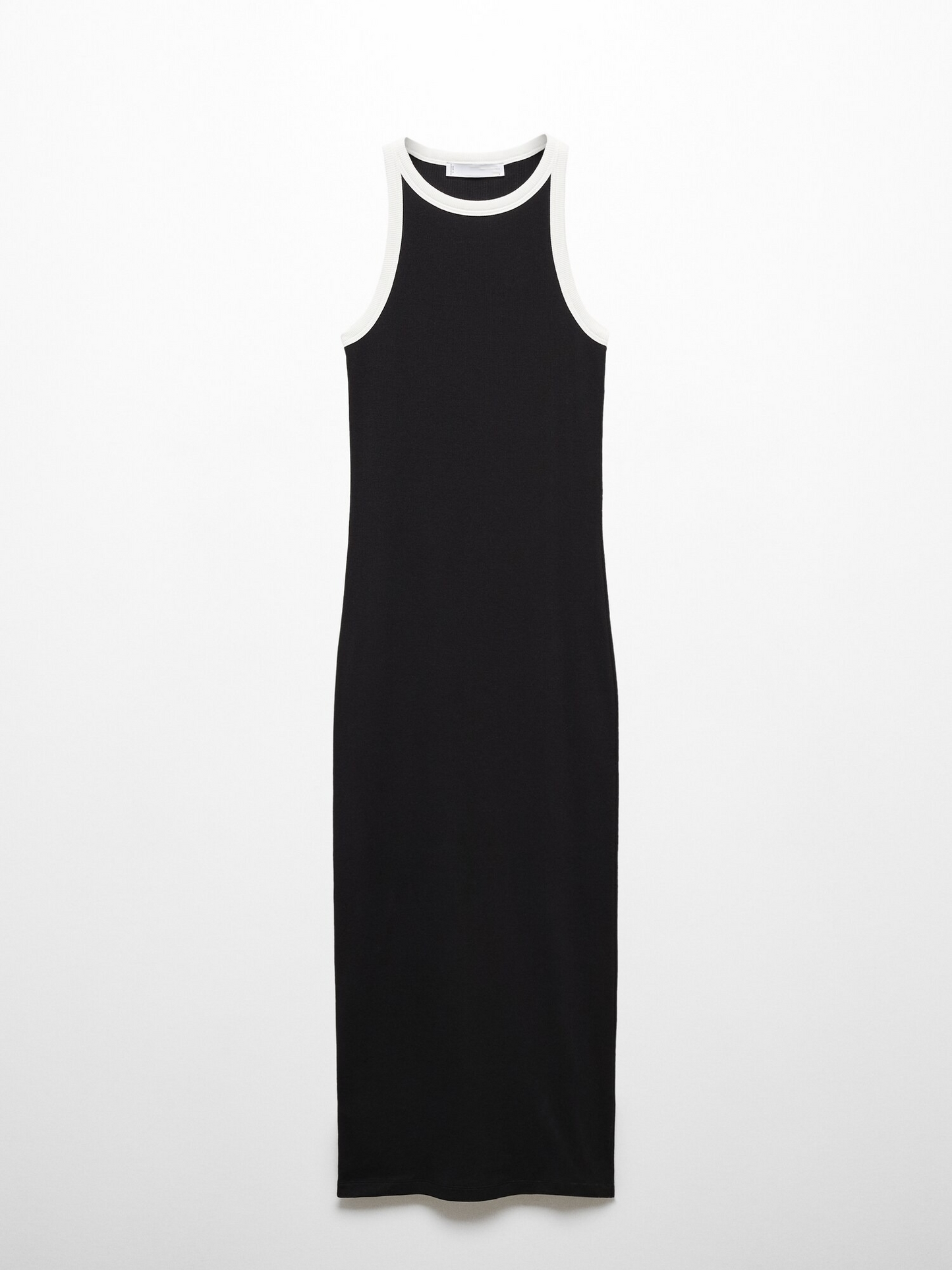 Contrast Ribbed Knit Midi Dress