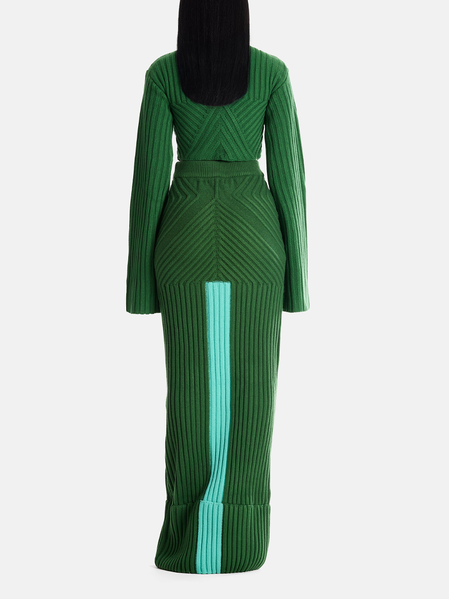 Contrast Knit Suit