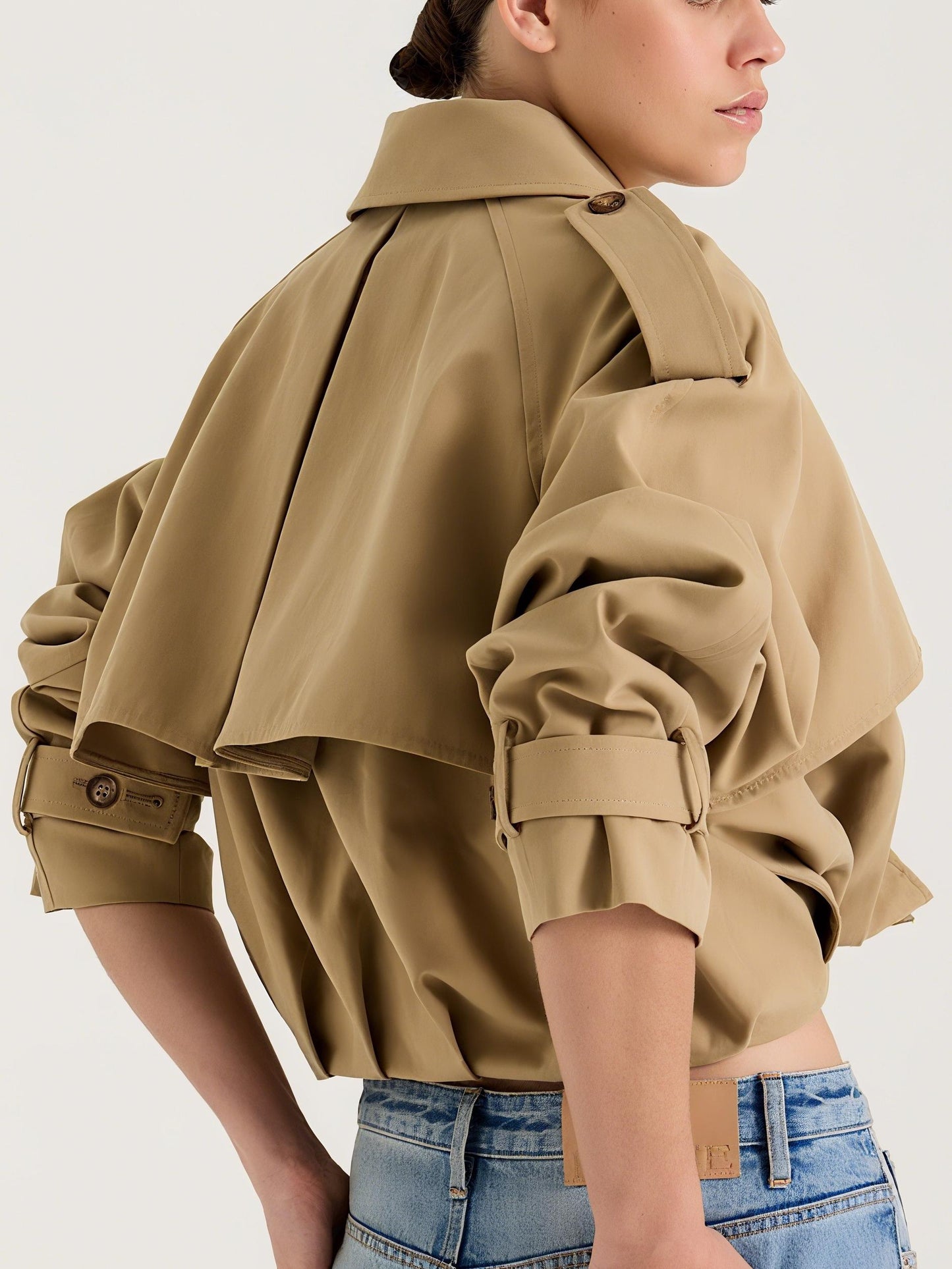 Stylish Khaki Cropped Jacket