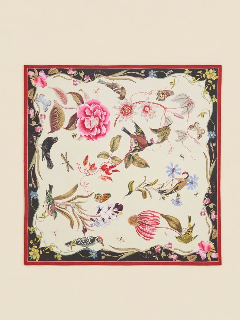 Wonderland Scene Ivory Square Scarf
