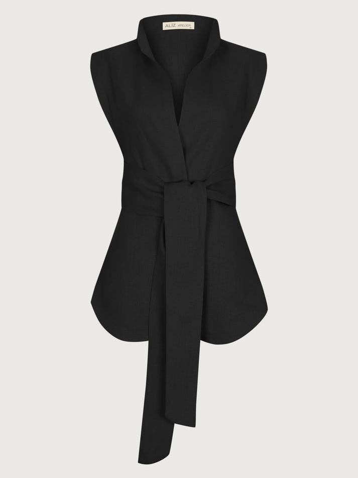 Sleeveless Vest Jacket - Slim-Fit Open Front Cardigan