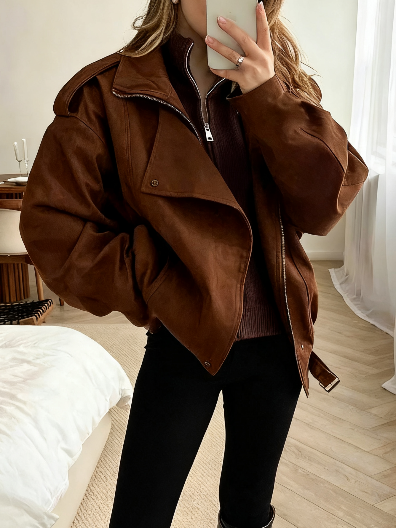 Maillard Vintage Fashion Casual Loose Jacket Coat