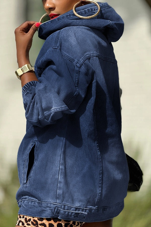 Denim Hooded Sweatshirt