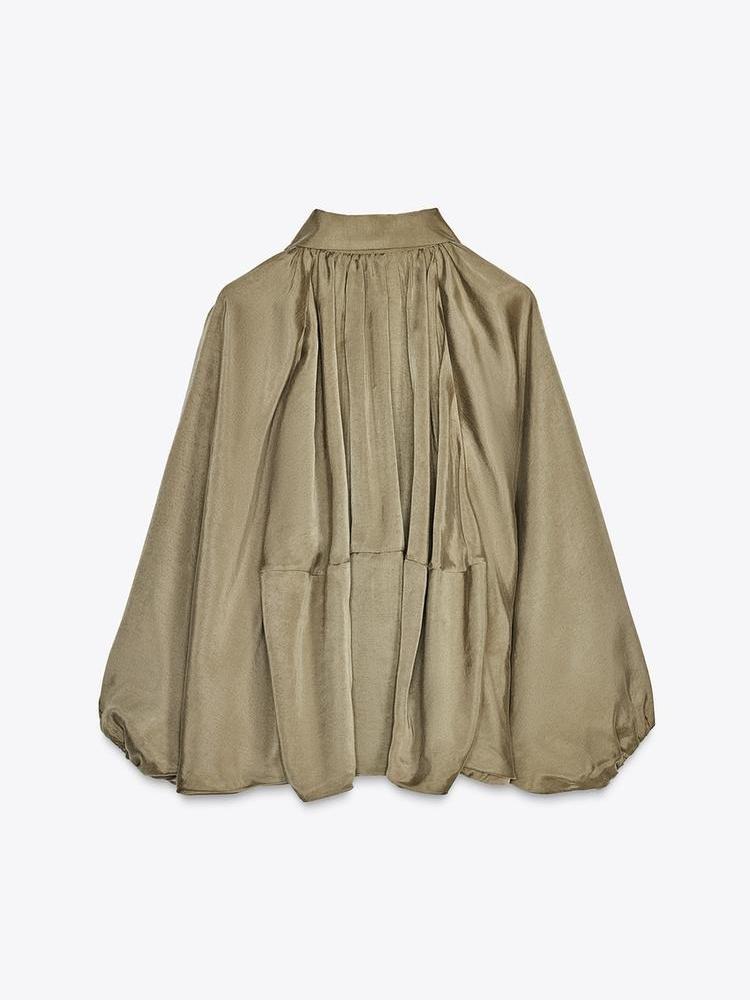 Stylish Olive - Green Puffed Sleeves Jacket