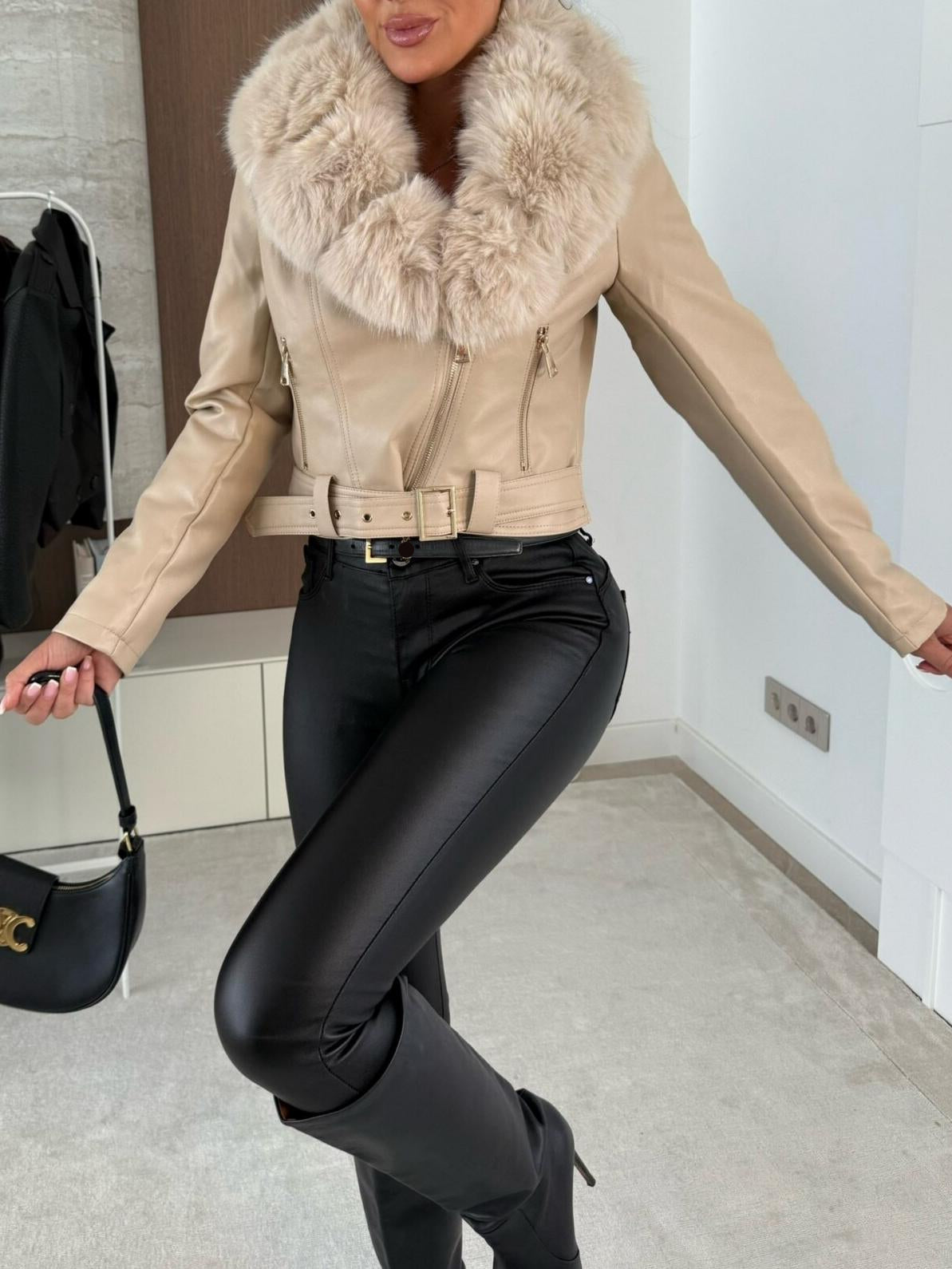 Plush Leather Biker Jacket
