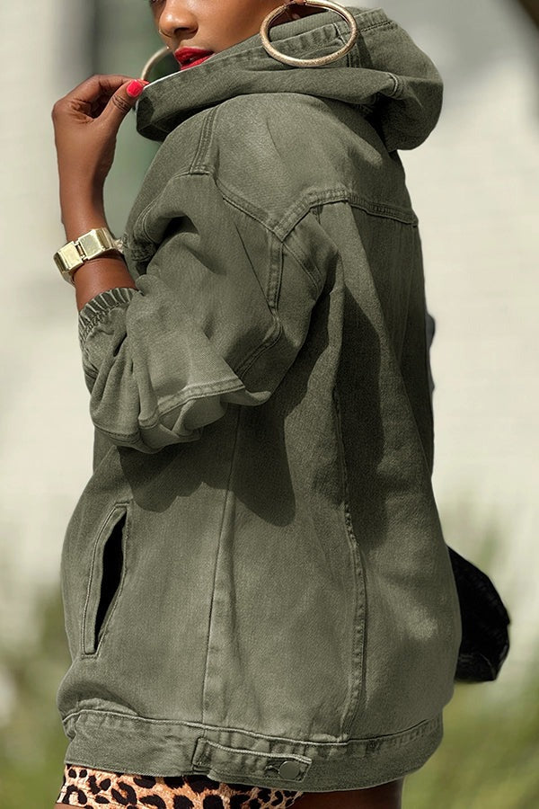 Denim Hooded Sweatshirt