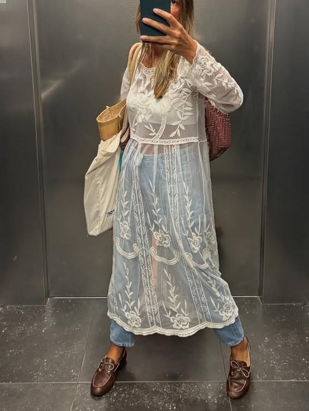 Elegant Embroidered Lace Long Dress