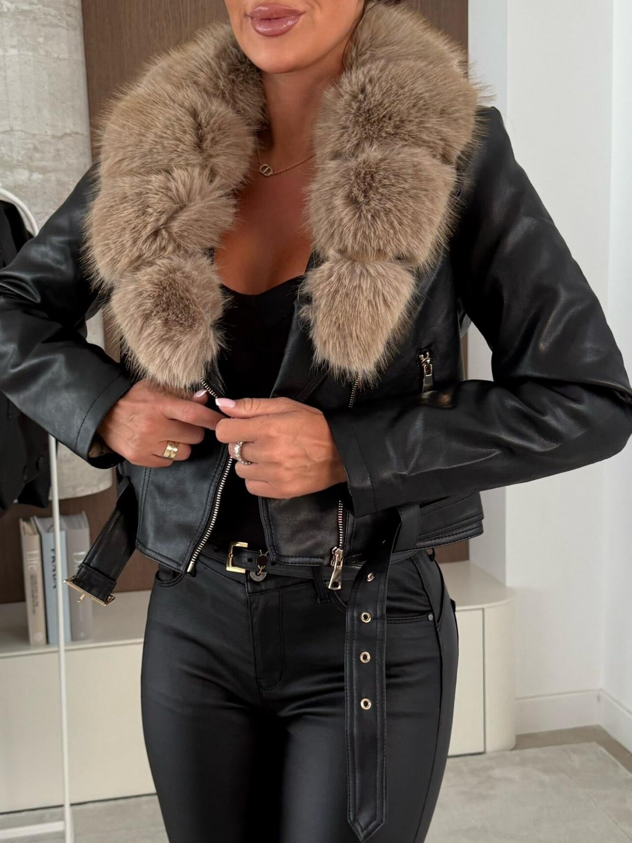Plush Leather Biker Jacket