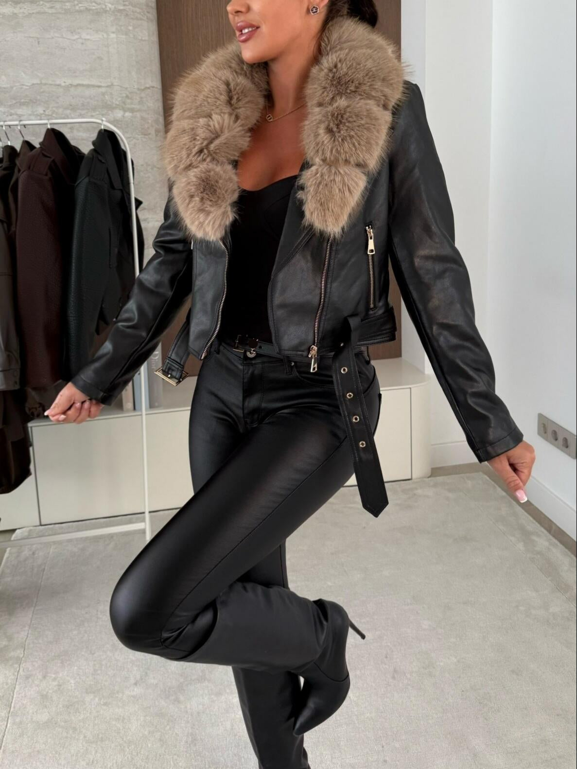 Plush Leather Biker Jacket