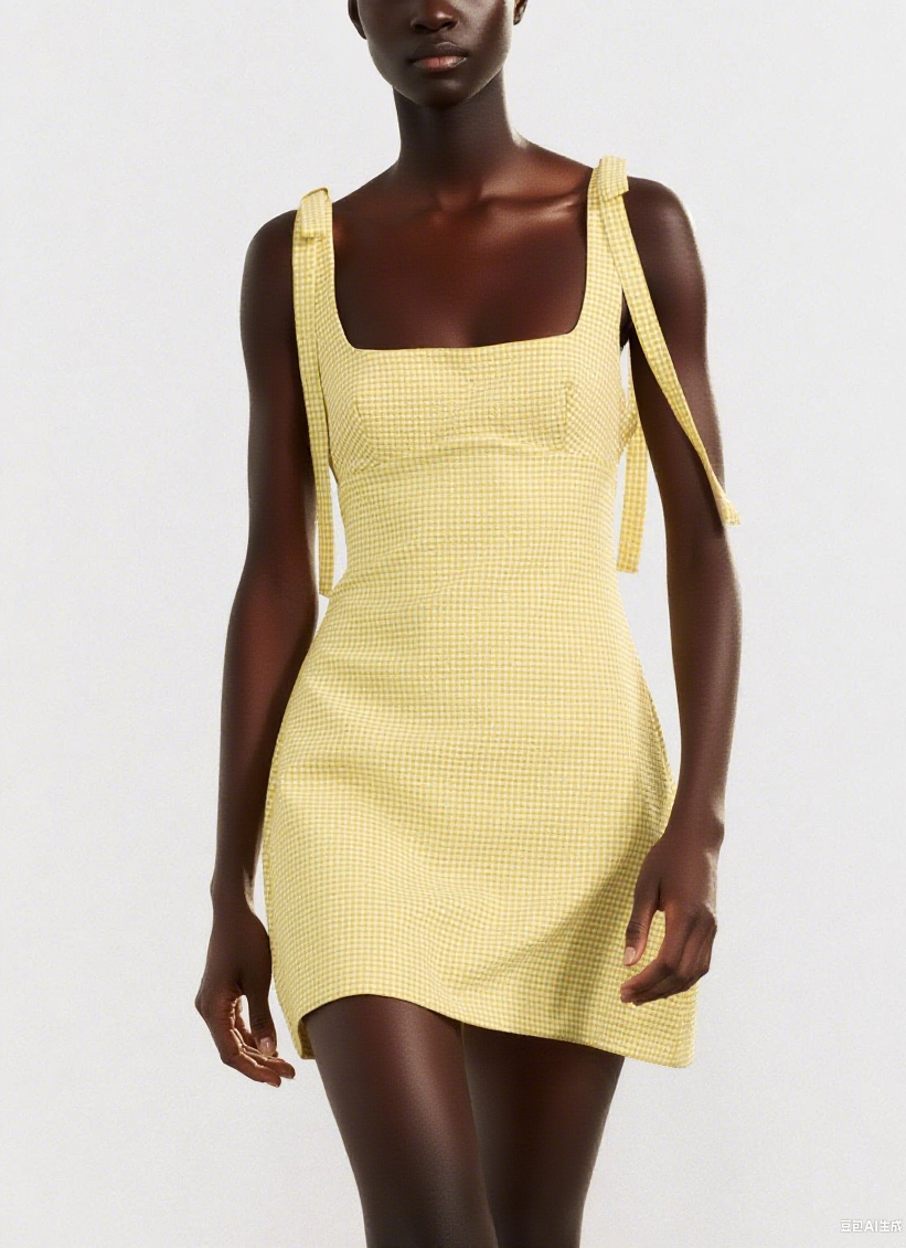 Charming Yellow Checkered Strappy Sundress