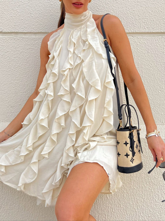 Ruffe Sleeveless Mini Dress