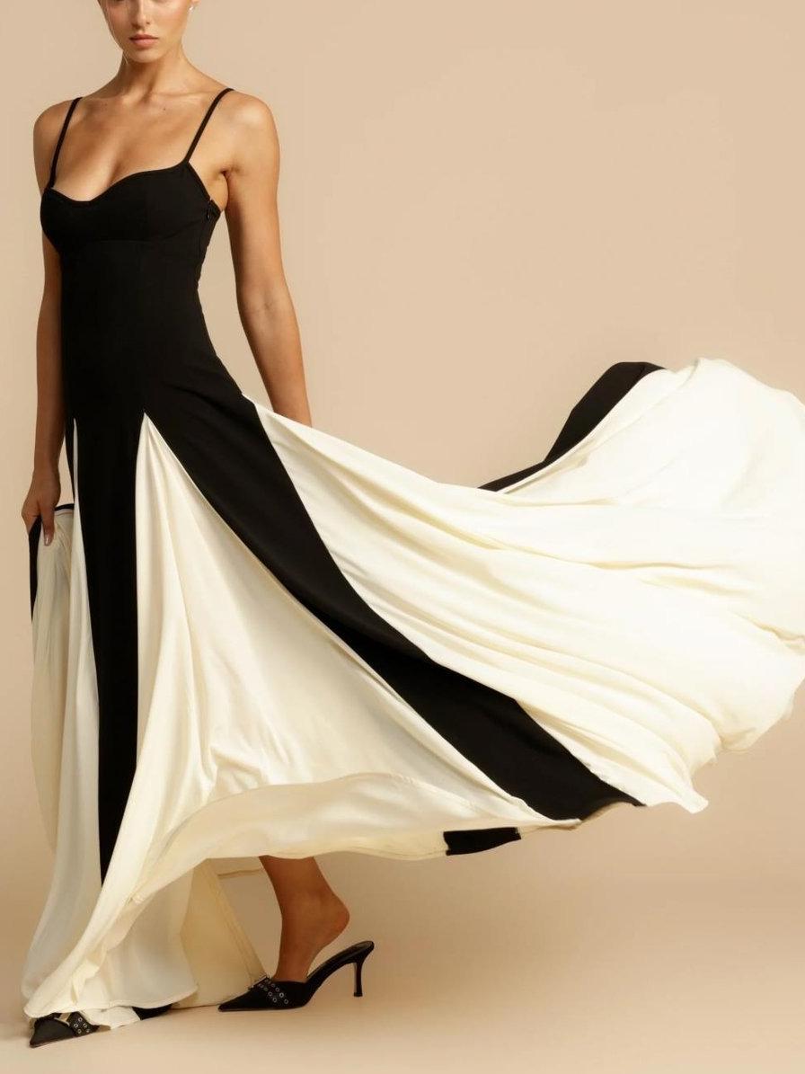 Elegant Black and White Maxi Dress