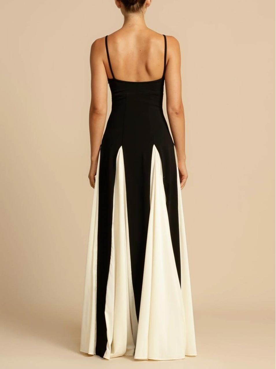 Elegant Black and White Maxi Dress