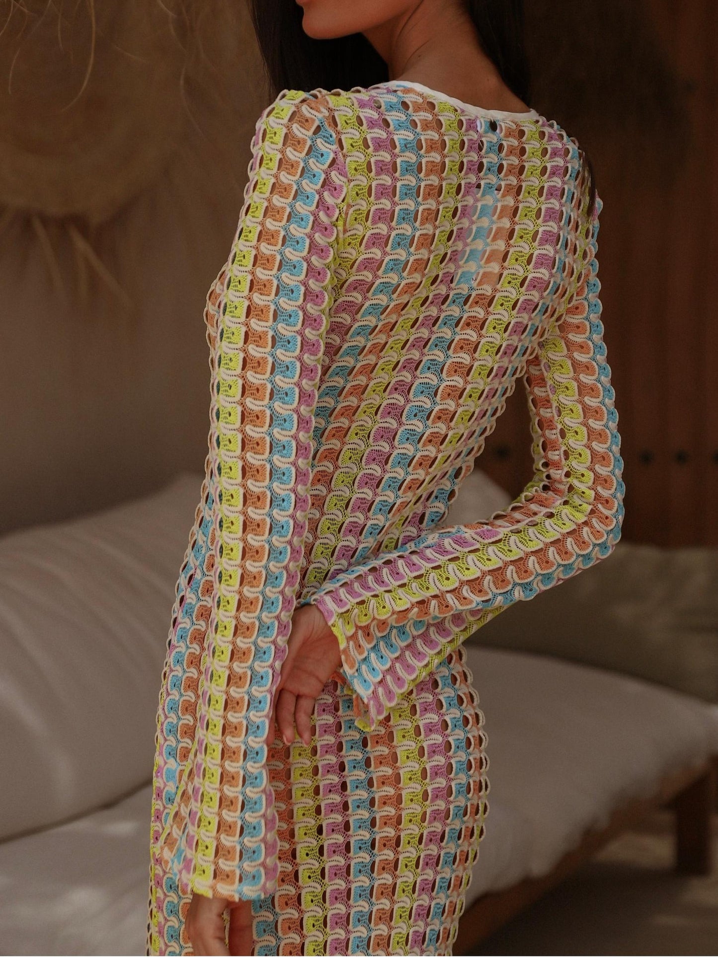 Vibrant Crochet Maxi Dress for Beach Vibes