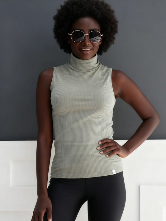 Versatile Ribbed Sleeveless Turtlenecks