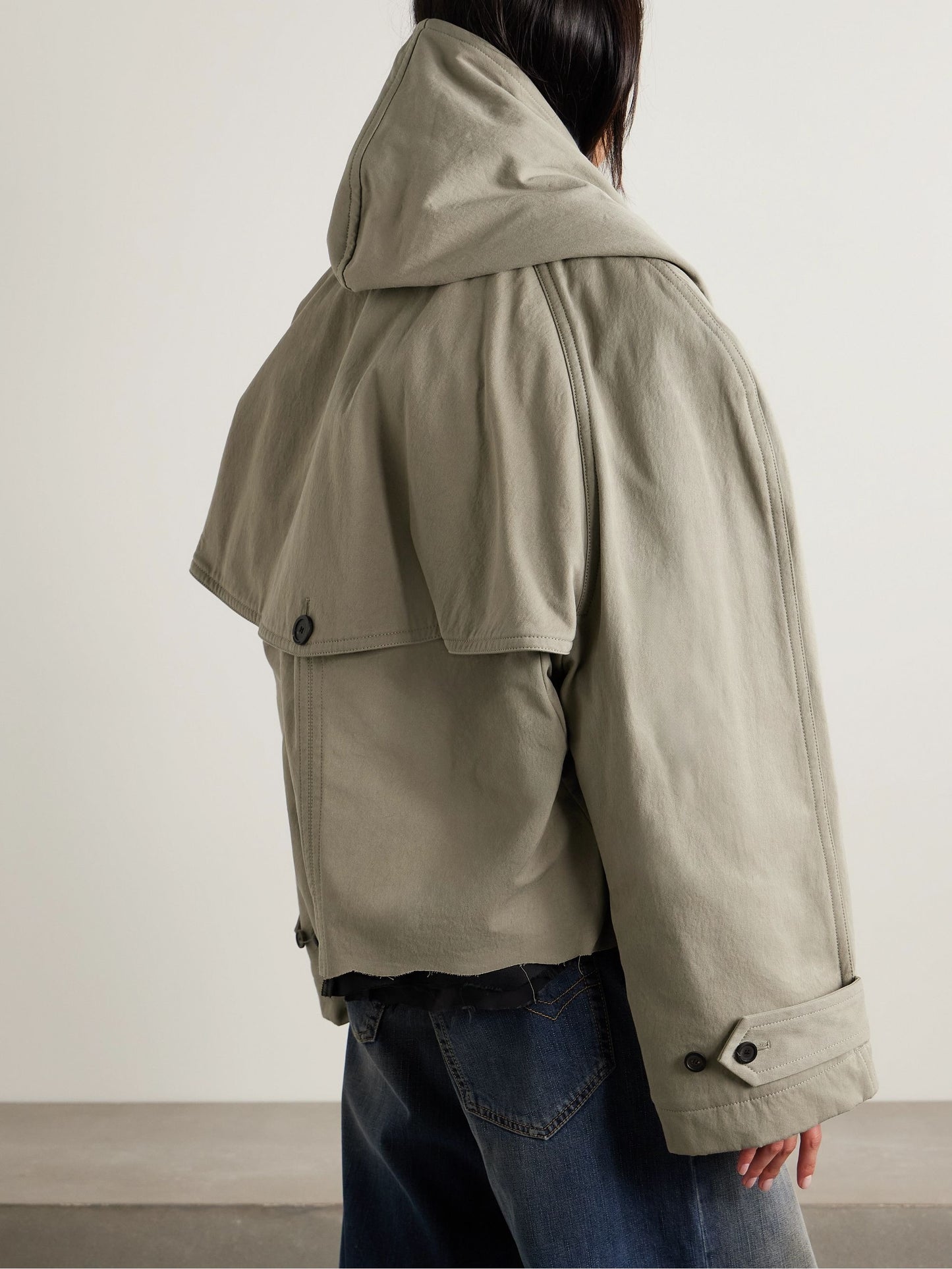 Oversized Cropped Cotton-gabardine Trench Coat