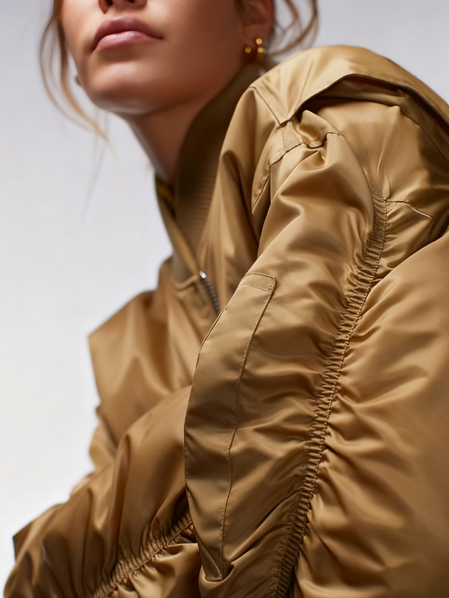 Oversized Khaki Bomber Jacket