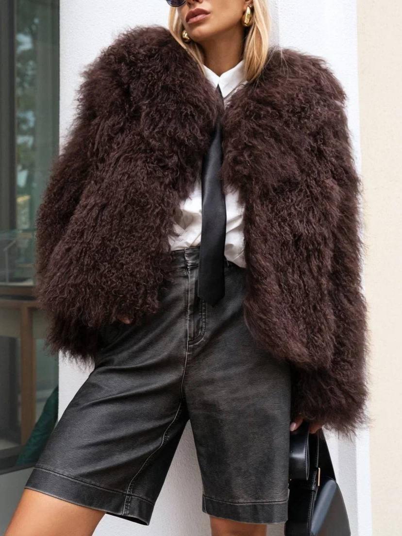 Winter Fashion Plush Faux Fur Short Coat