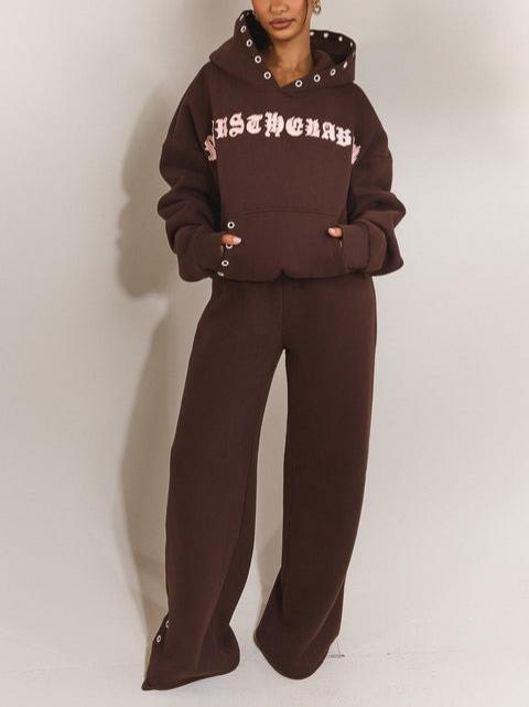 Stylish Brown Hooded Sweat Set