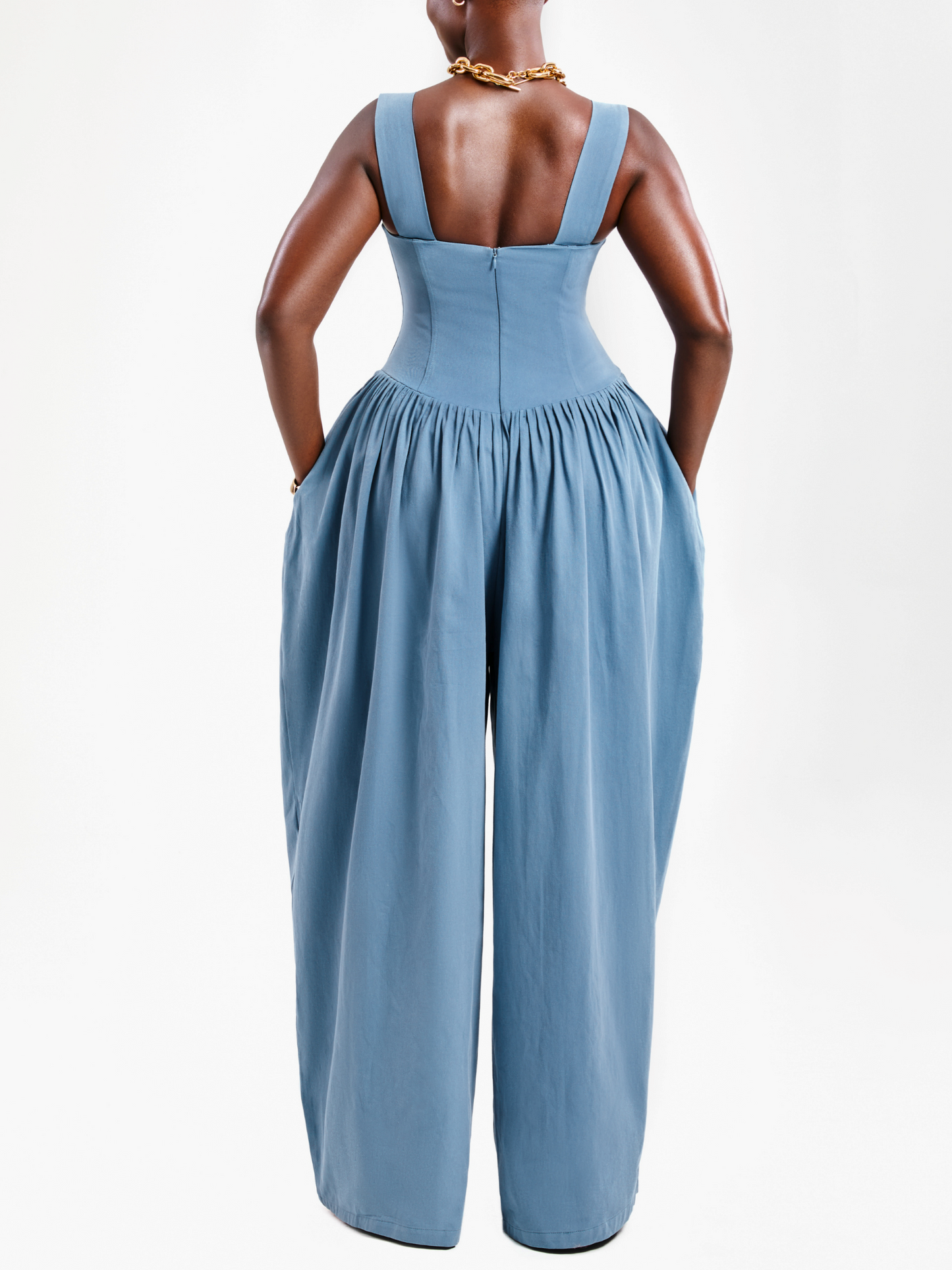 Denim Blue Wide-leg Jumpsuit