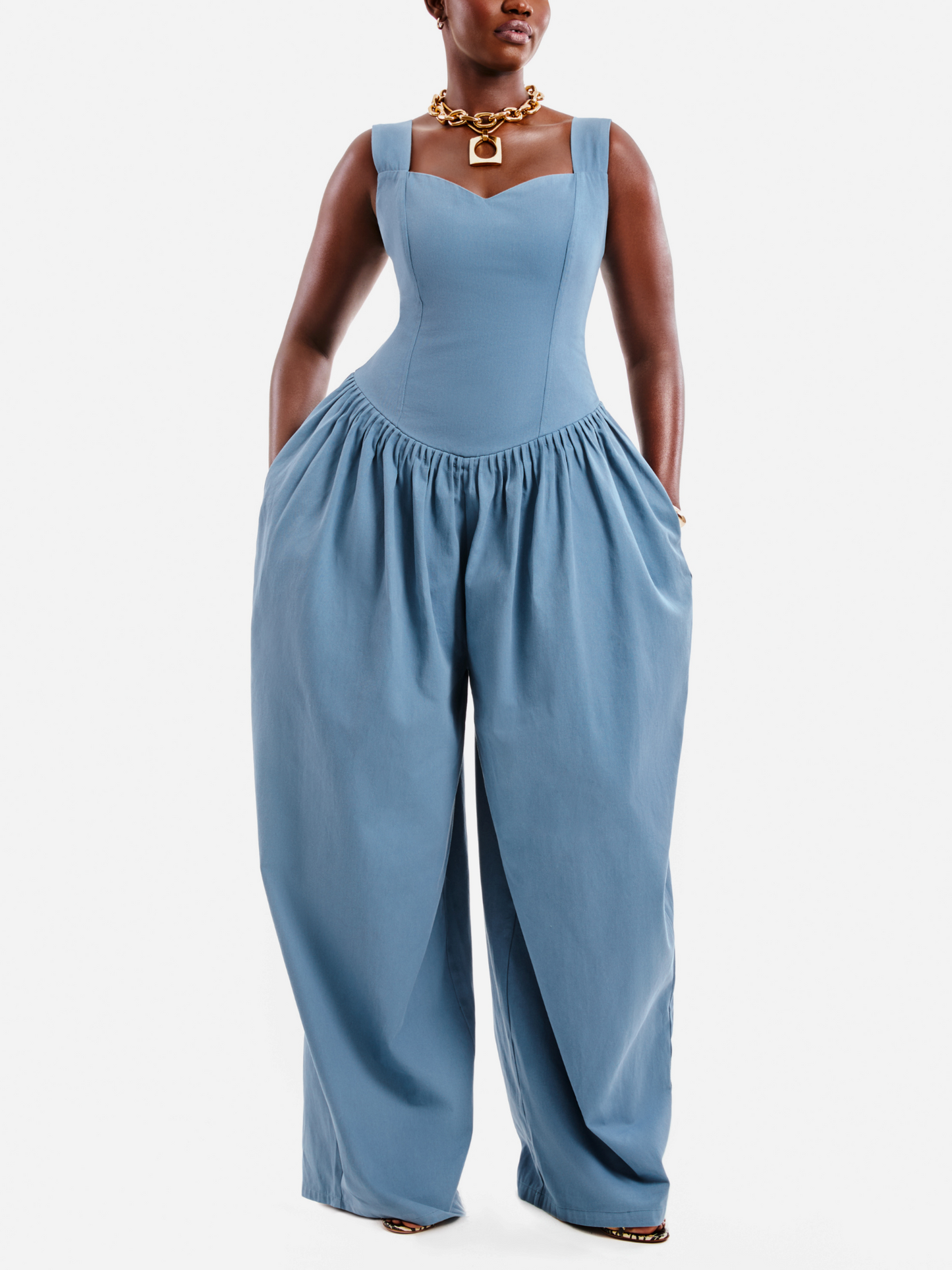 Denim Blue Wide-leg Jumpsuit