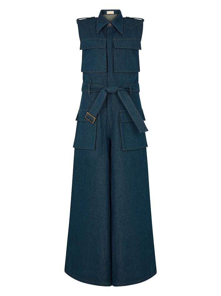 Sleeveless Denim Jumpsuit