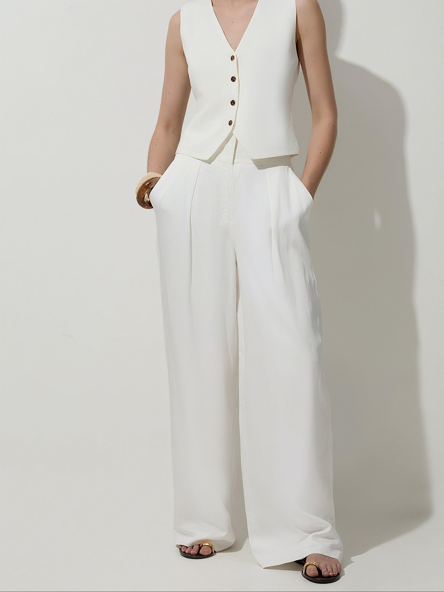 Viscose Linen Wide Leg Trouser