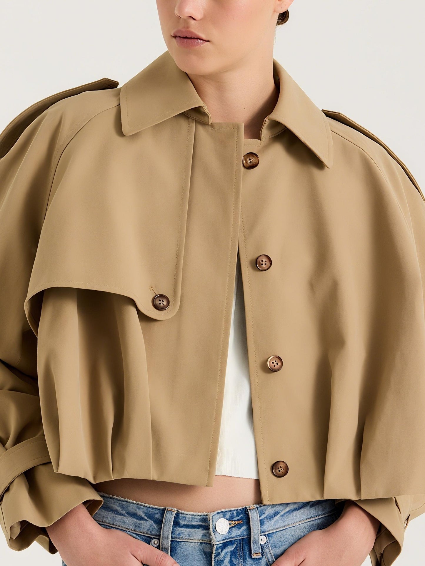 Stylish Khaki Cropped Jacket