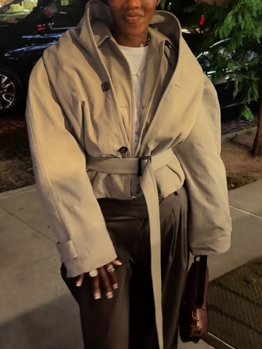 Oversized Cropped Cotton-gabardine Trench Coat